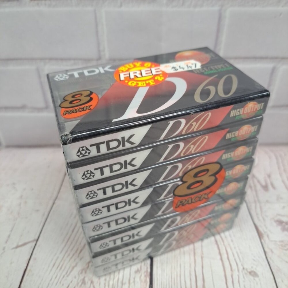 TDK 8 Pack D60 60‎ Minute High Output Audio Cassettes TYPE I IECI, NOS
